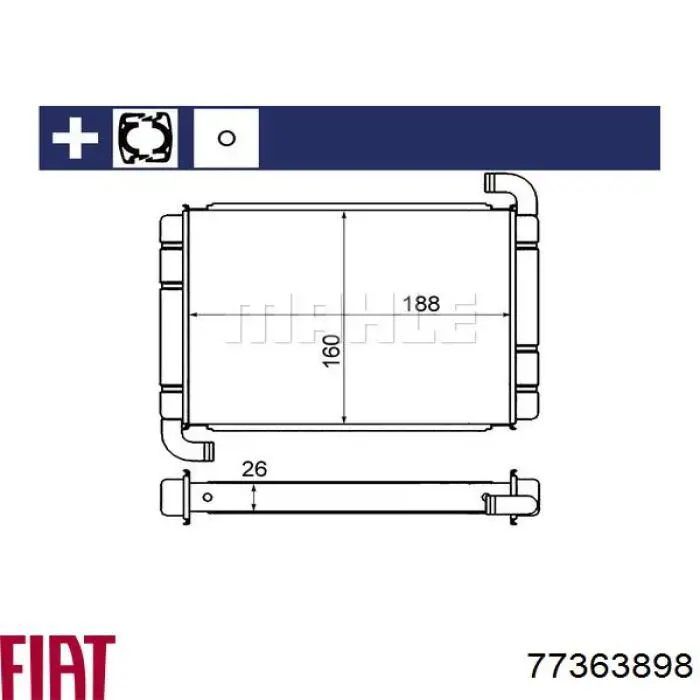 Радиатор печки 77363898 Fiat/Alfa/Lancia
