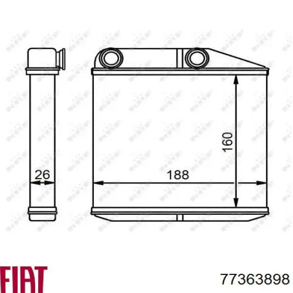Радиатор печки (отопителя) Fiat/Alfa/Lancia 77363898 цена, от 43.76 USD
