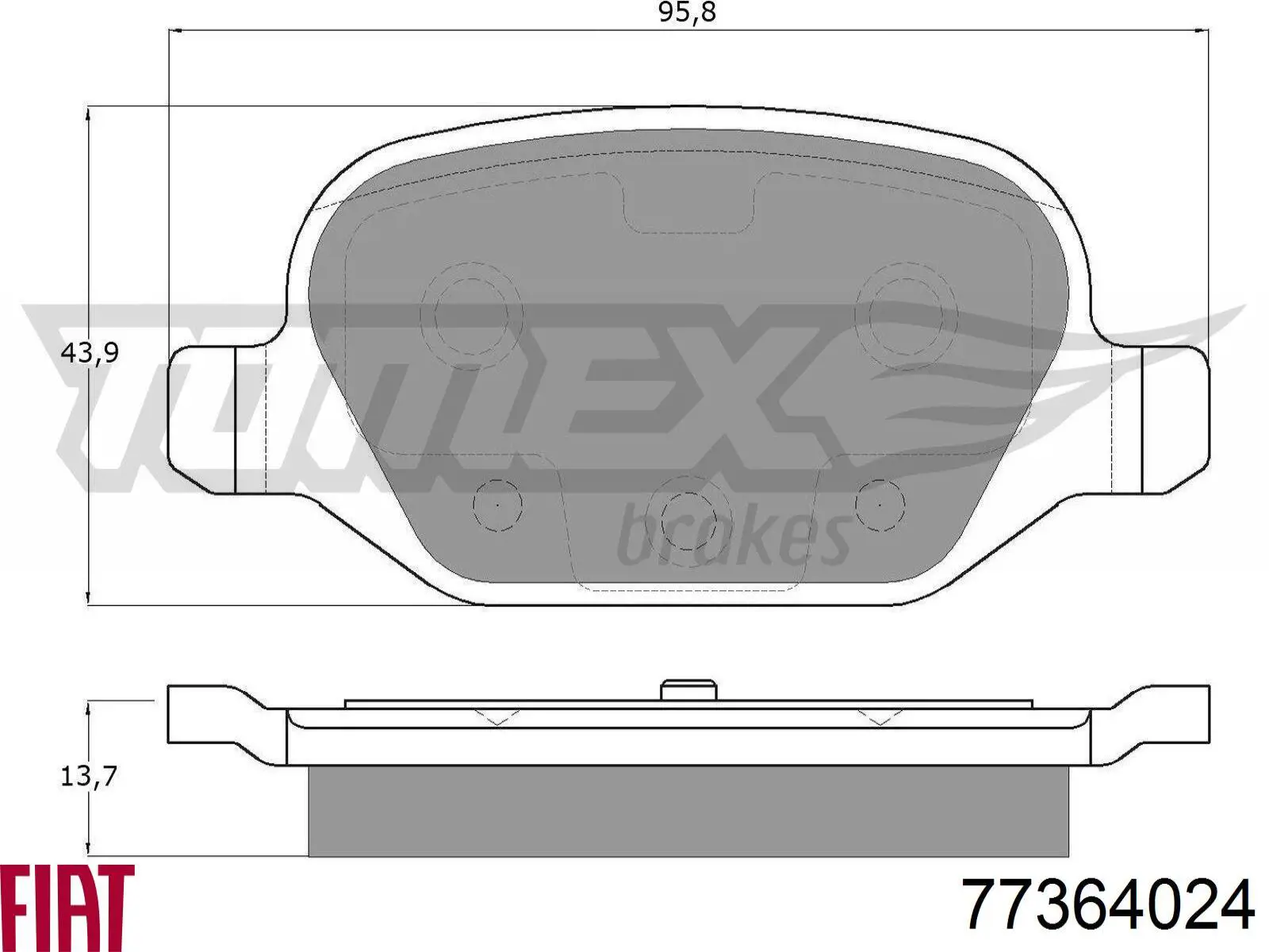 Задние тормозные колодки 77364024 Fiat/Alfa/Lancia