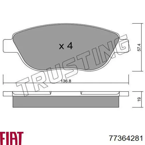 Колодки Fiat/Alfa/Lancia 77364281 цена, от 17.74 USD