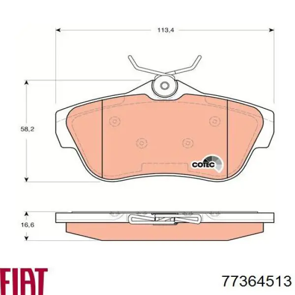 Задние тормозные колодки 77364513 Fiat/Alfa/Lancia