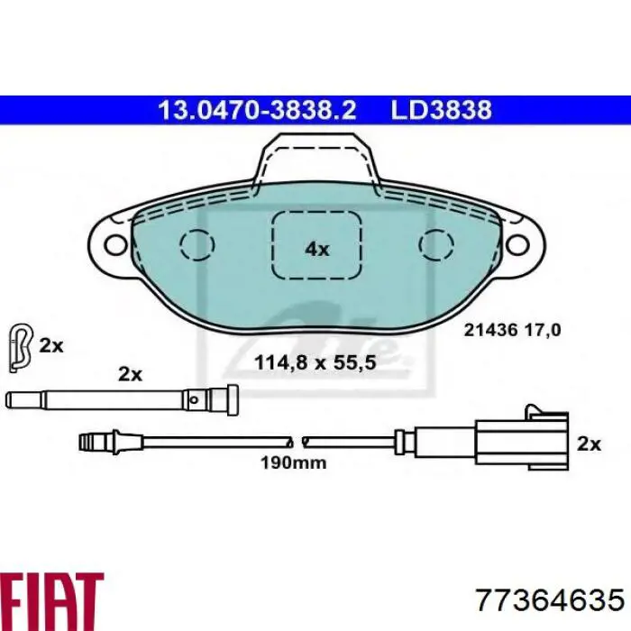 77364635 Fiat/Alfa/Lancia Колодки передние