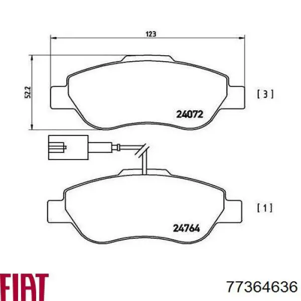 Передние тормозные колодки 77364636 Fiat/Alfa/Lancia