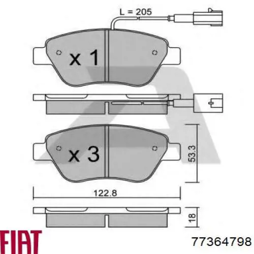 Купить 77364798 Fiat/Alfa/Lancia Колодки тормозные