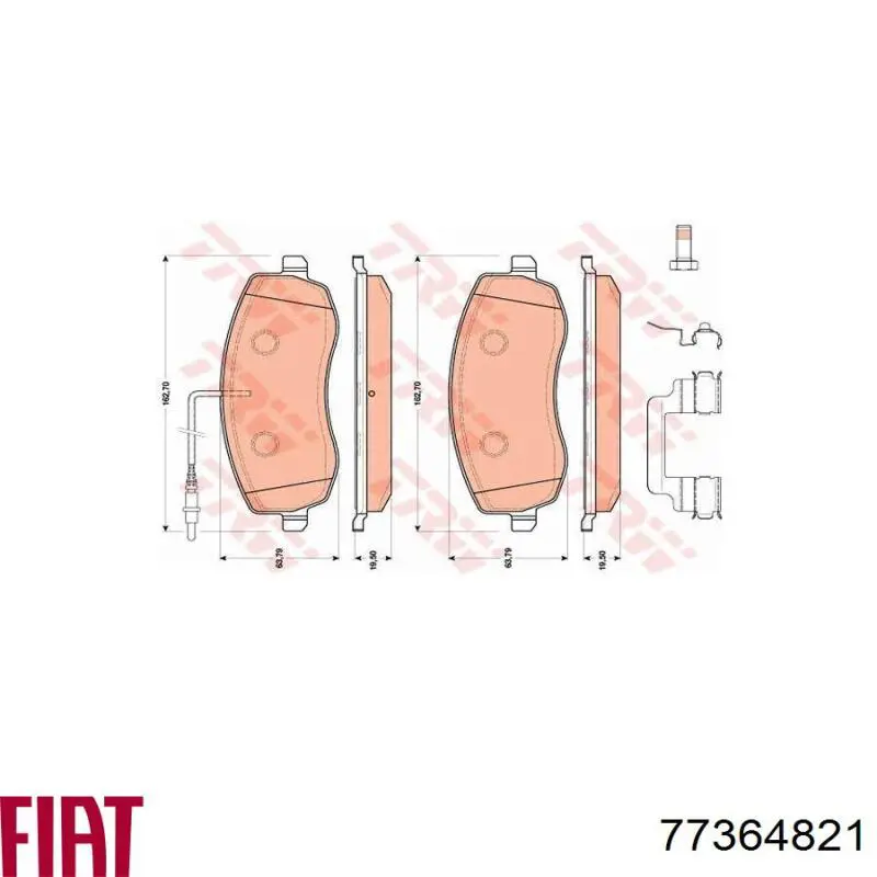 Передние тормозные колодки 77364821 Fiat/Alfa/Lancia