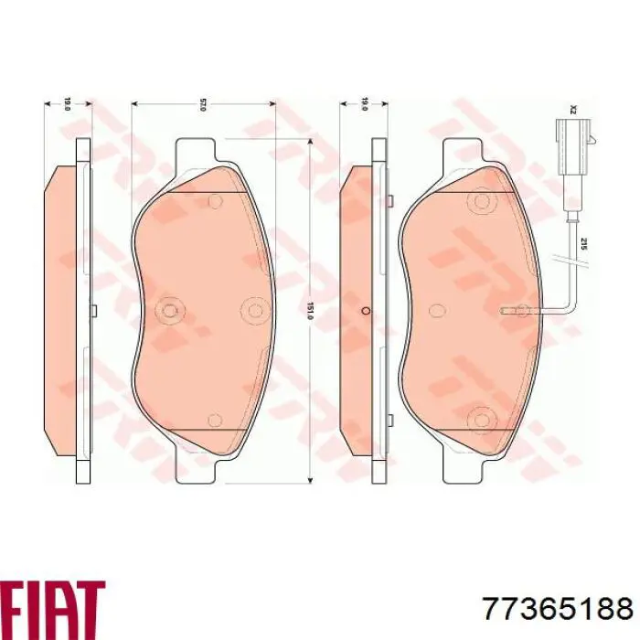Купить 77365188 Fiat/Alfa/Lancia Колодки тормозные