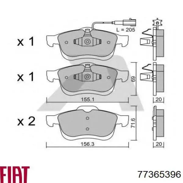 77365396 Fiat/Alfa/Lancia Колодки передние