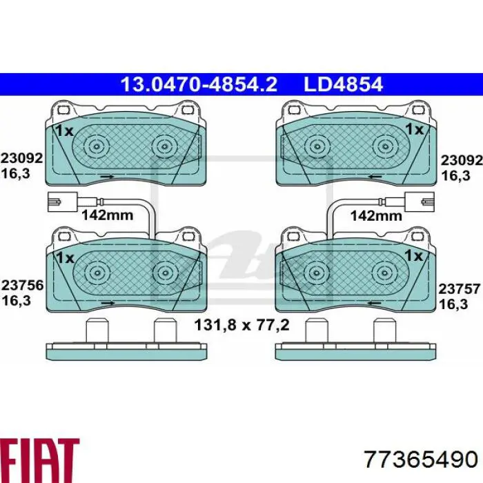 Колодки Fiat/Alfa/Lancia 77365490 цена, от 55.48 USD