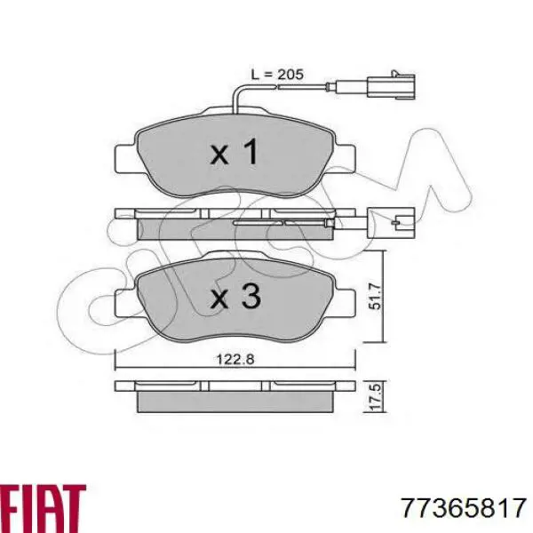 Передние тормозные колодки 77365817 Fiat/Alfa/Lancia