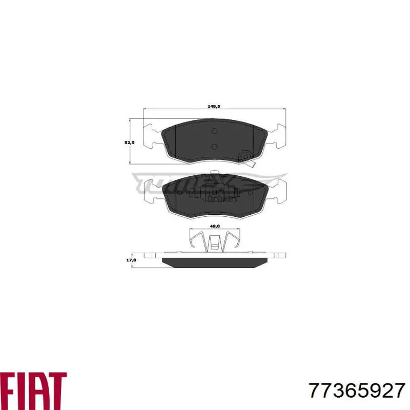 Передние тормозные колодки 77365927 Fiat/Alfa/Lancia