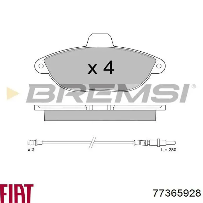 Купить 77365928 Fiat/Alfa/Lancia Колодки тормозные