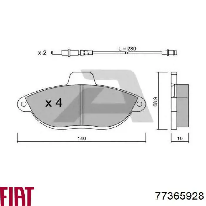 Передние тормозные колодки 77365928 Fiat/Alfa/Lancia