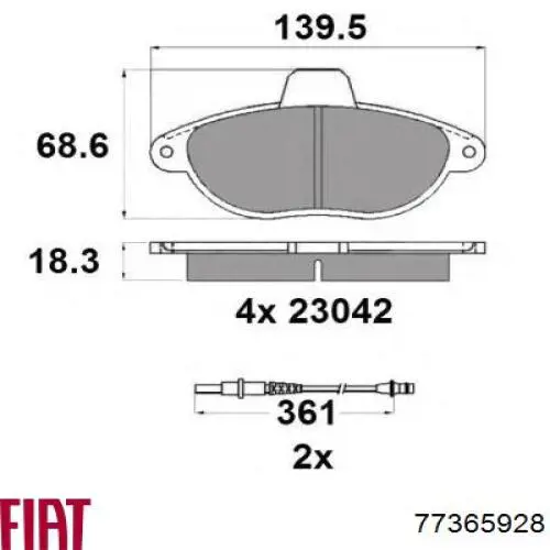 77365928 Fiat/Alfa/Lancia Колодки передние