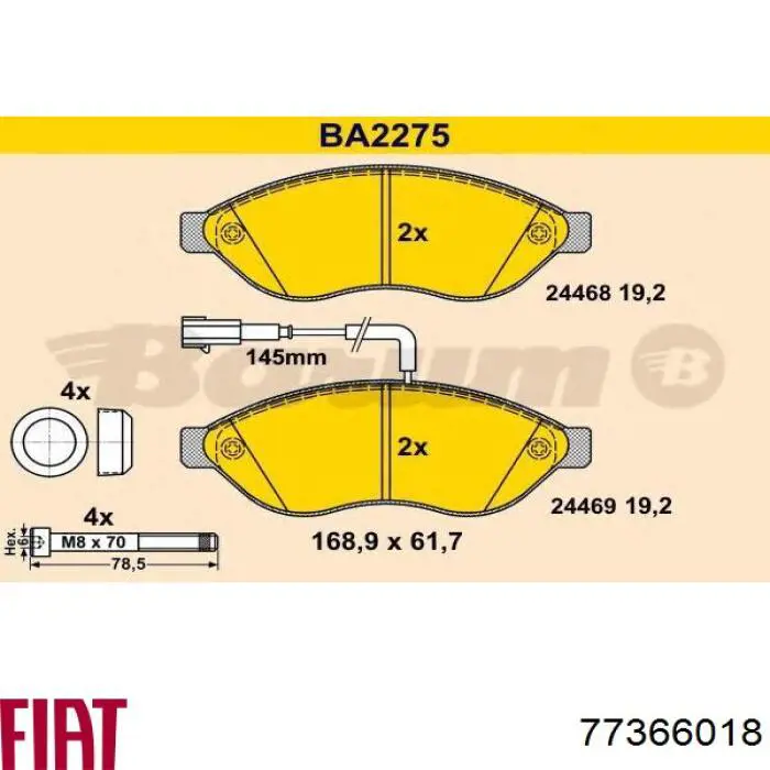 77366018 Fiat/Alfa/Lancia Колодки передние