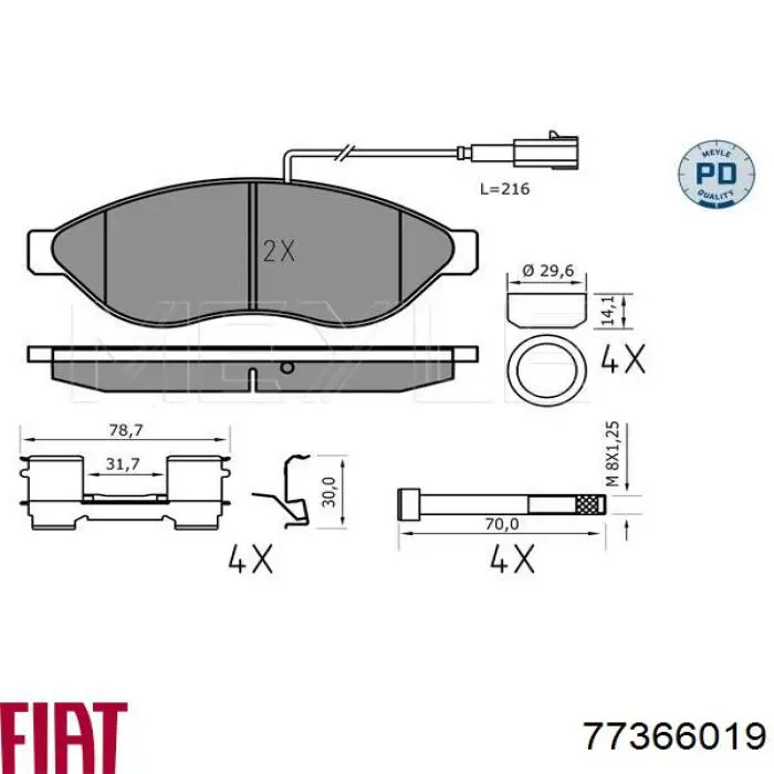 Колодки Fiat/Alfa/Lancia 77366019 цена, от 28.49 USD