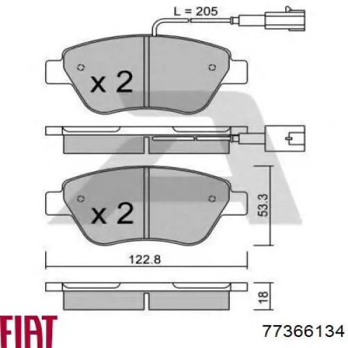 Колодки Fiat/Alfa/Lancia 77366134 цена, от 19.30 USD