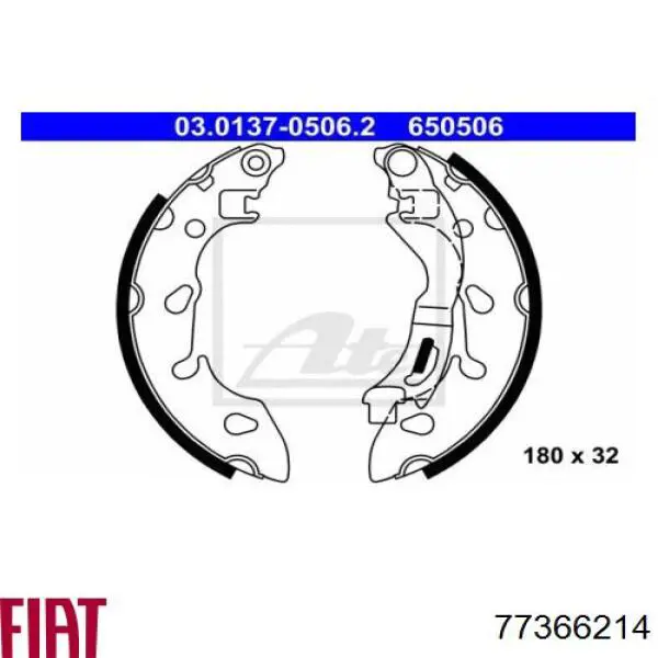 Купить 77366214 Fiat/Alfa/Lancia Задние барабанные тормозные колодки
