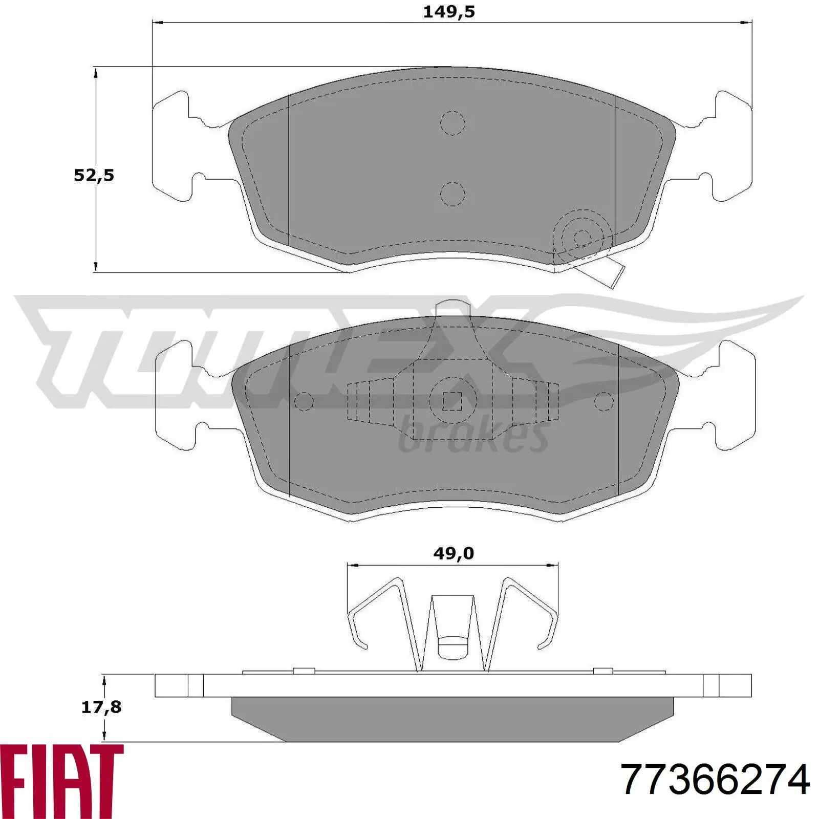 Передние тормозные колодки 77366274 Fiat/Alfa/Lancia