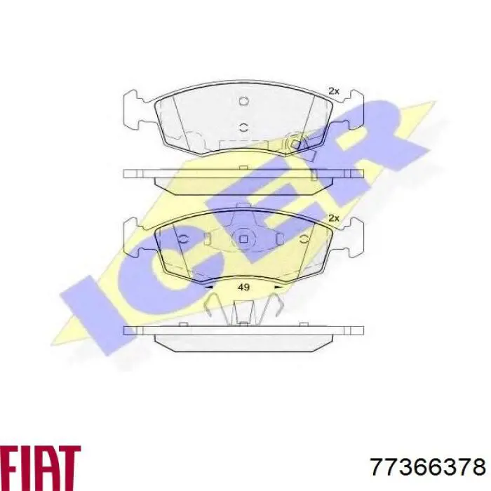 Передние тормозные колодки 77366378 Fiat/Alfa/Lancia