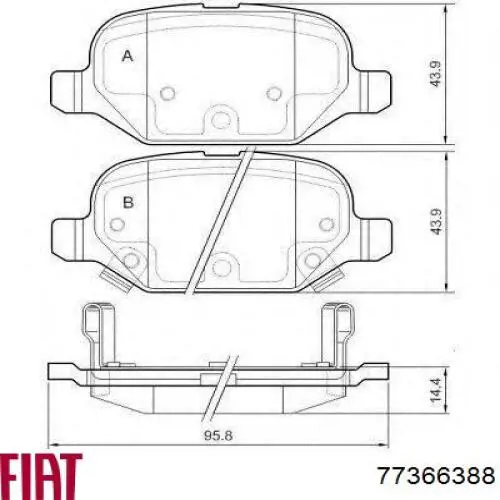 Купить 77366388 Fiat/Alfa/Lancia Колодки тормозные задние, дисковые