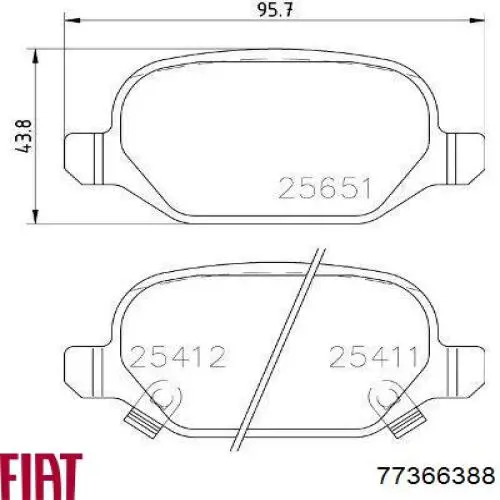 Задние тормозные колодки 77366388 Fiat/Alfa/Lancia