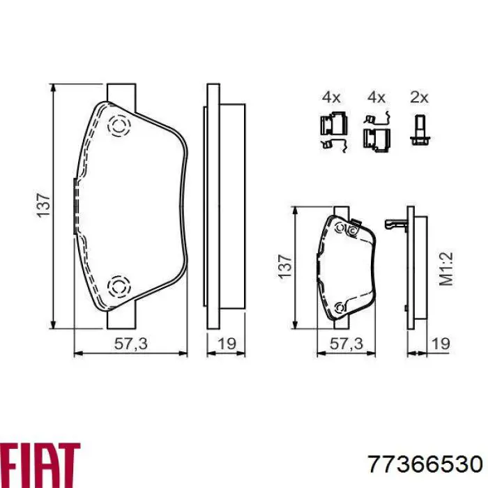 Тормозные колодки Fiat/Alfa/Lancia 77366530