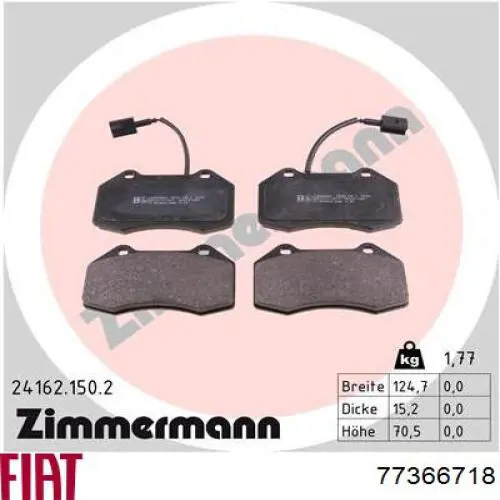 77366718 Fiat/Alfa/Lancia Колодки передние