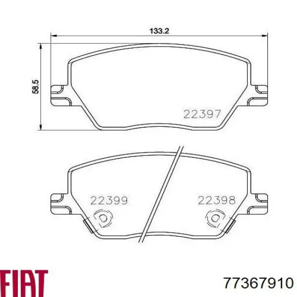 Sapatas do freio dianteiras de disco Fiat/Alfa/Lancia 77367910