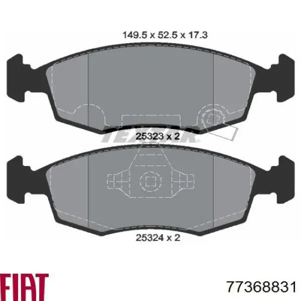 Передние тормозные колодки 77368831 Fiat/Alfa/Lancia