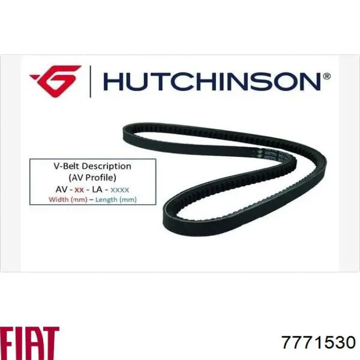 Клиновый ремень Fiat/Alfa/Lancia 7771530 цена, от 3.99 USD
