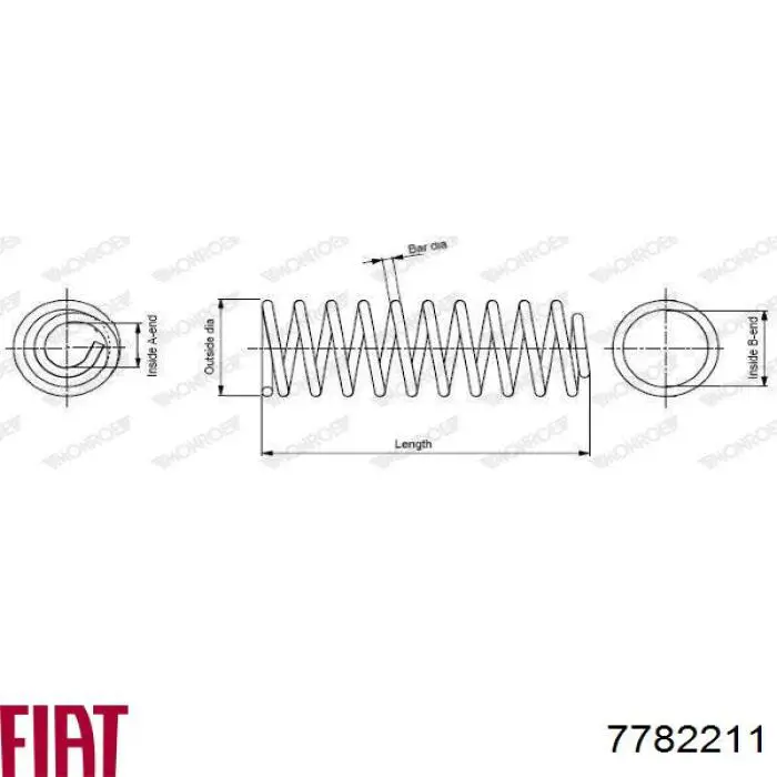 Передняя пружина 7782211 Fiat/Alfa/Lancia