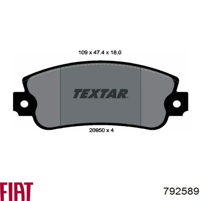 Передние тормозные колодки 792589 Fiat/Alfa/Lancia