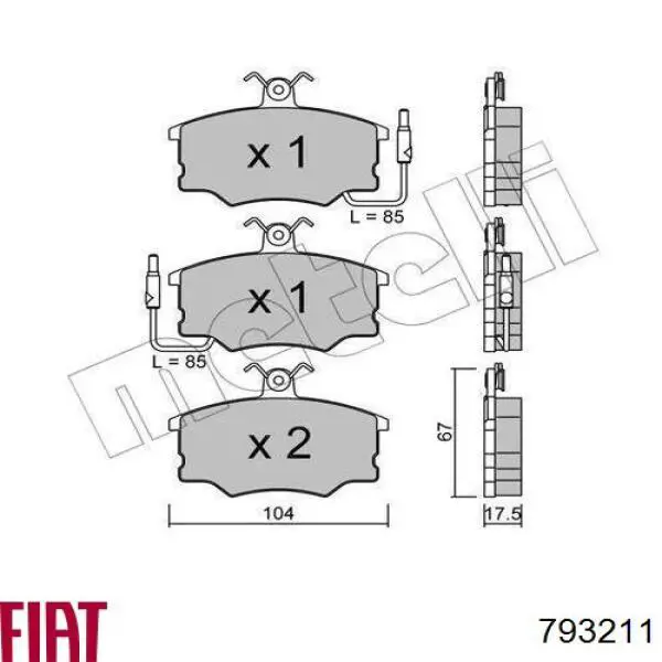 Передние тормозные колодки 793211 Fiat/Alfa/Lancia