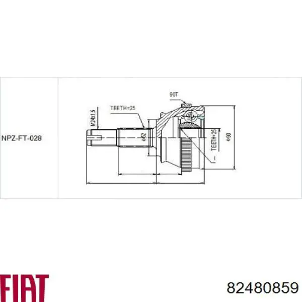 ШРУС наружный передний 82480859 Fiat/Alfa/Lancia