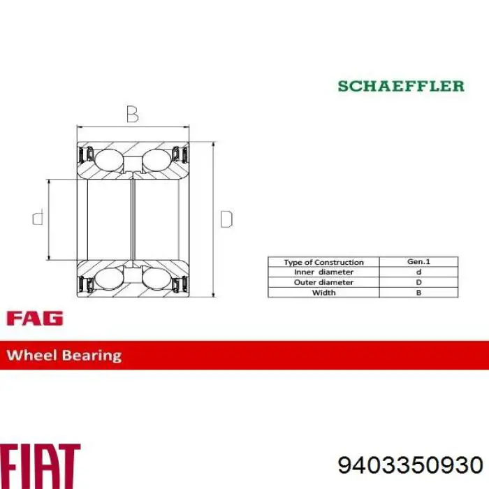 Подшипник ступицы 9403350930 Fiat/Alfa/Lancia