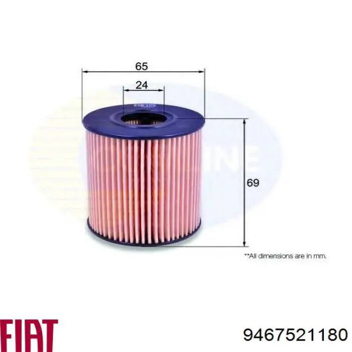 Filtro de óleo 9467521180 Fiat/Alfa/Lancia