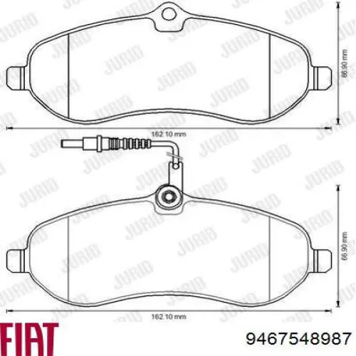 Передние тормозные колодки 9467548987 Fiat/Alfa/Lancia