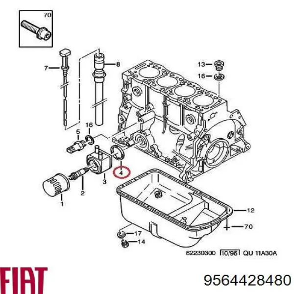 9564428480 Fiat/Alfa/Lancia прокладка адаптера масляного холодильника