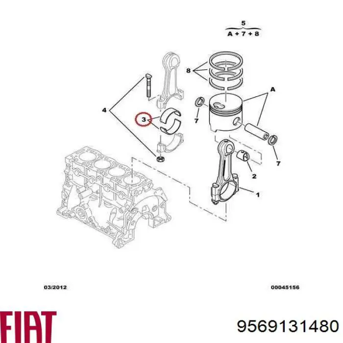 9569131480 Fiat/Alfa/Lancia вкладыши коленвала шатунные, комплект, стандарт (std)