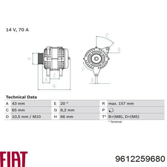 9612259680 Fiat/Alfa/Lancia генератор