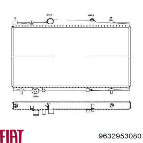 Радиатор 9632953080 Fiat/Alfa/Lancia