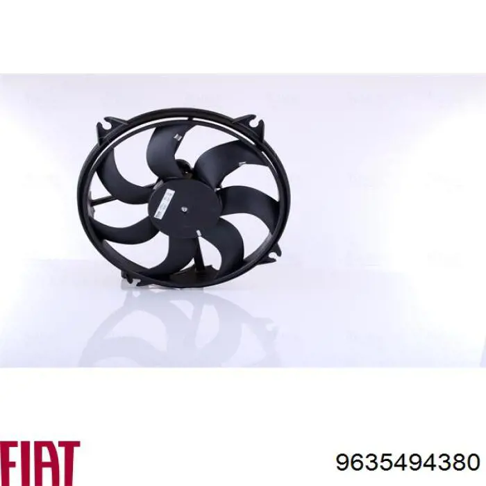 Купить 9635494380 Fiat/Alfa/Lancia Электровентилятор охлаждения в сборе (мотор+крыльчатка) левый