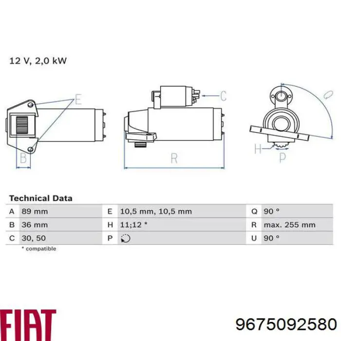 Стартер Fiat/Alfa/Lancia 9675092580 цена, от 76.02 USD