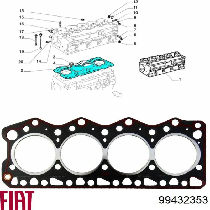 Прокладка ГБЦ Fiat/Alfa/Lancia 99432353 цена, от 27.50 USD