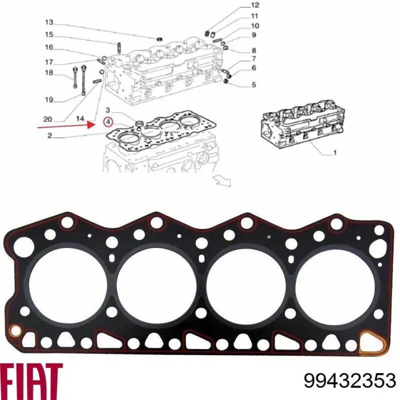 Прокладка ГБЦ 99432353 Fiat/Alfa/Lancia