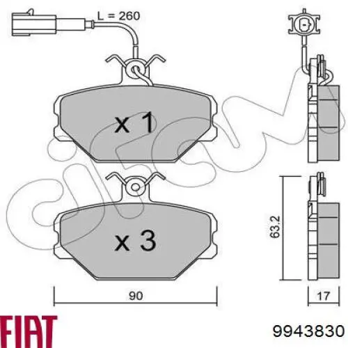 Купить 9943830 Fiat/Alfa/Lancia Колодки тормозные