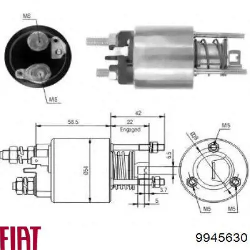 Реле втягивающее стартера FIAT 9945030