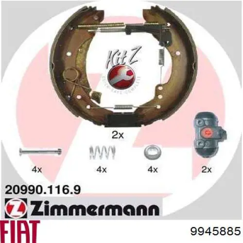 Тормоза рабочие задние ножные и тормозные барабаны Fiat/Alfa/Lancia 9945885 цена, от 29.92 USD