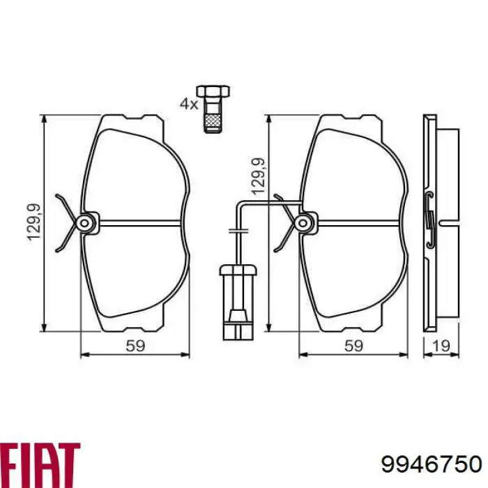 9946750 Fiat/Alfa/Lancia передние тормозные колодки