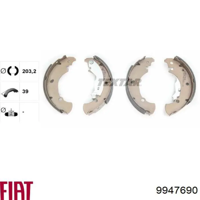 Задние барабанные колодки 9947690 Fiat/Alfa/Lancia